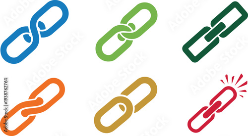 Set of Chain Link Icons Isolated Vector Collection