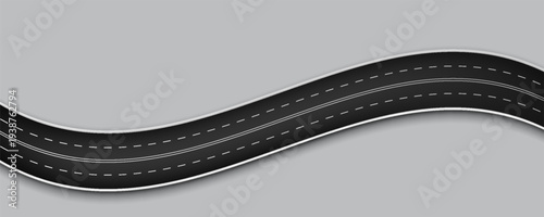 Horizontal asphalt road template. Winding road vector illustration. Seamless highway marking Isolated on background. Vector illustration. EPS 10