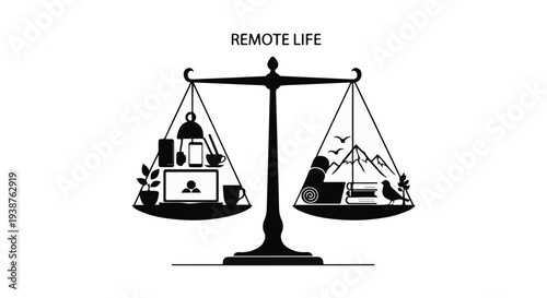 remote work balance scale illustration