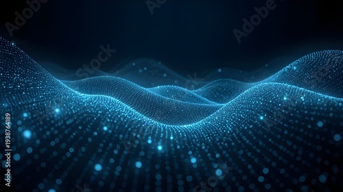 Luminous Dot Matrix Paths and Dynamic Depth Perspective on Dark Gradient are features of this futuristic big data visualization. Vector illustration.