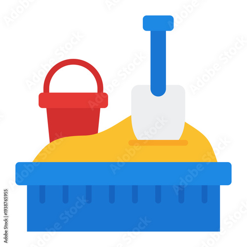 Sandbox Flat Icon. Kids playground sand symbol. Outdoor play and daycare Flat Icon