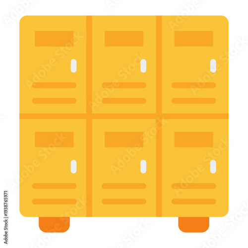 Locker room Flat Icon. Kids storage cabinet symbol. Preschool furniture and daycare Flat Icon