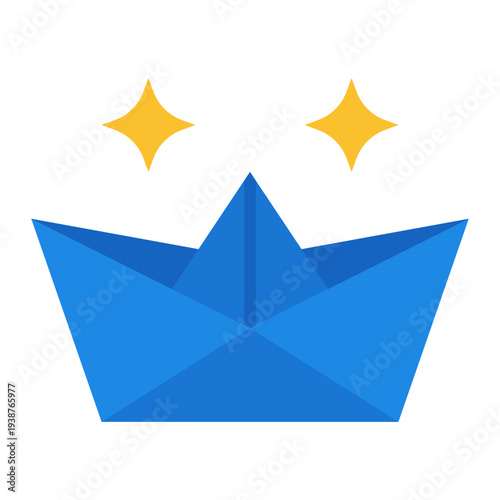 Origami Flat Icon. Paper craft symbol. Kids creativity and daycare activity Flat Icon