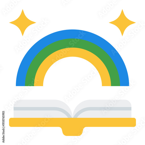 Fairy tale Flat Icon. Storytelling book symbol. Kids reading and daycare learning Flat Icon