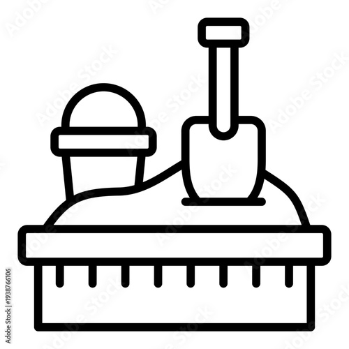 Sandbox Line Icon. Kids playground sand symbol. Outdoor play and daycare Line Icon