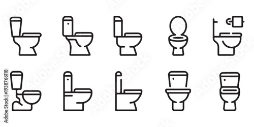 Set of toilet icons line style for toilet sign. washroom bowl vector icon. bathroom ceramic toilet