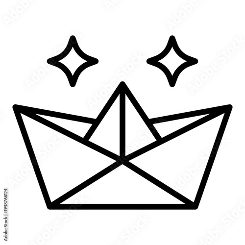 Origami Line Icon. Paper craft symbol. Kids creativity and daycare activity Line Icon