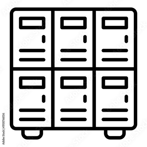 Locker room Line Icon. Kids storage cabinet symbol. Preschool furniture and daycare Line Icon