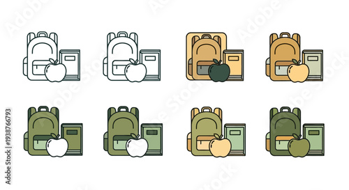 Collection of assorted graphic icons representing different elements in various colors and styles