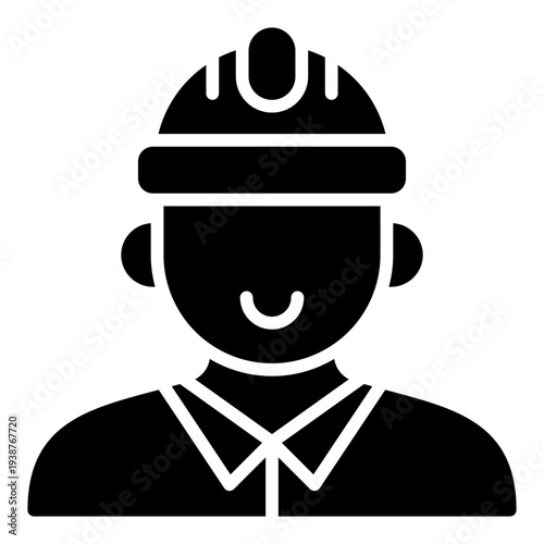 Engineer glyph icon. Technical worker symbol. Engineering profession and labour glyph icon