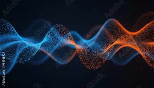 Waves of Energy: A visually stunning depiction of two interwoven energy waves, one vibrant blue and the other fiery orange, dancing across a deep, dark canvas.