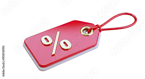 Red Tag with Gold Percentage Symbol