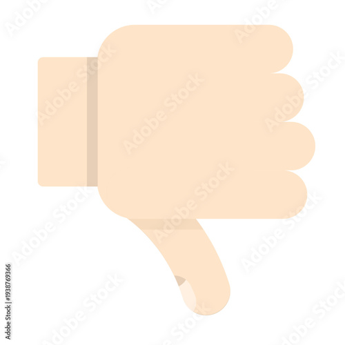 A hand giving a thumbs down gesture in a disapproval illustration from a frontal viewpoint