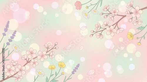 Spring Floral Background Blooming Flowers And Fres
