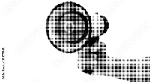 Megaphone in Hand: A firm grip on the communication tool, symbolizing announcement, proclamation, or a call for attention.