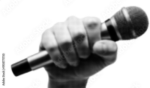 Holding the Microphone: A close-up shot of a hand firmly gripping a sleek, modern microphone, ready to deliver a powerful message.