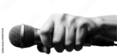 Microphone Grip: A close-up shot of a hand firmly gripping a microphone, capturing the essence of communication and performance. 