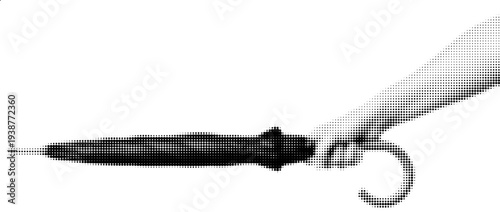 Monochrome Grip on Shelter: A hand firmly grasps an elegant, black umbrella, emphasizing the sleek design and preparedness for any downpour.