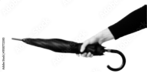 Weather Protection: A hand holds a sleek, black umbrella, ready to ward off rain, snow, or shine, symbolizing preparedness for the elements and providing essential protection.