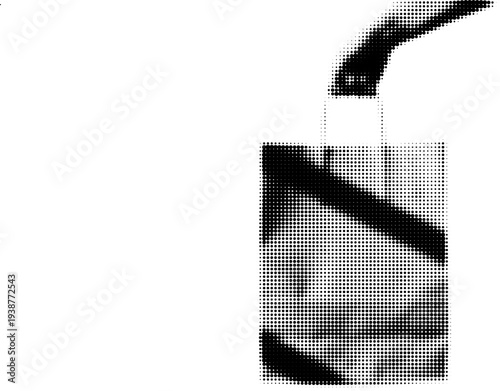 Filling the paper bag : A person is shown filling a paper bag, potentially representing themes of consumption or sustainability. the scene uses only simple element.