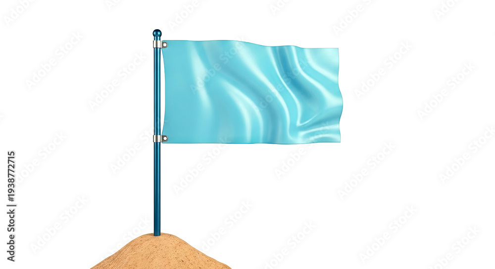 Obraz premium Blank Blue Flag Waving on a Pole