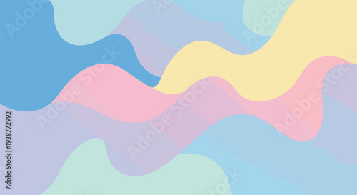 Minimalist Pastel Wave Abstract Background with Fluid Shapes and Soft Colors