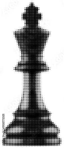 Chess King in Silhouette: A regal chess king is rendered in a striking dotted silhouette, embodying strategy, power, and leadership on the chessboard.