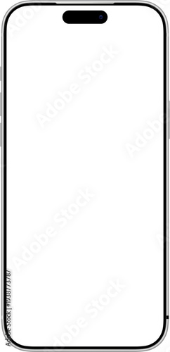 Front view pro max silver Smartphone mockup with blank screen