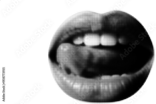 Sensual Monochrome: A close-up view of full, inviting lips, poised in a moment of playful sensuality. Capturing the essence of allure and desire.