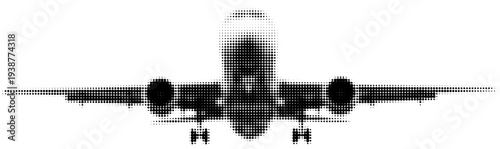 Soaring Transport: The powerful jetliner takes center stage, its massive form dominating the frame, a symbol of travel and innovation. The airplane's design, from its fuselage to its wing and engine.