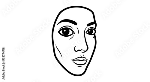 Stylized vector illustration depicting a contemporary human face in simple outline form focusing