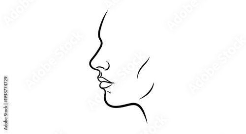 Artistic representation of female silhouette with smooth lines depicting serene profile