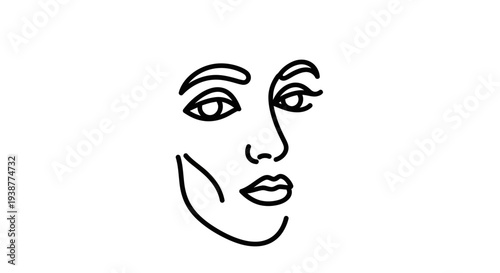 Abstract continuous line drawing capturing the graceful contours of a feminine visage artwork