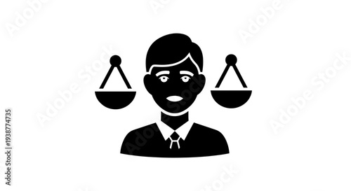 Symbolic legal professional icon illustrating justice, fairness, and balanced decision-making for