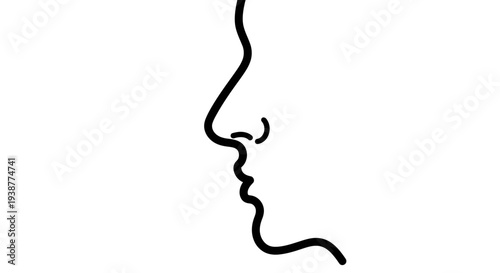 Elegant minimalist continuous line art silhouette depicting a serene human face in profile against