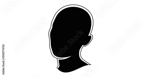 Monochromatic profile silhouette of an anonymous human head, minimalist graphic representation of