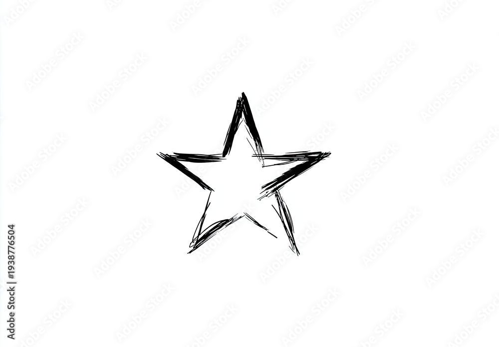 Obraz premium A loosely drawn, five-pointed star sketch with a hand-drawn, rough texture