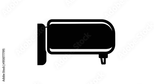 Sleek black vehicle side mirror icon representing automotive safety and design element minimal