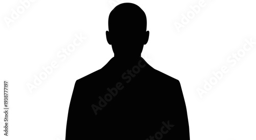 Abstract black silhouette of a person's upper body for generic profile or placeholder image use