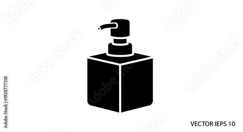 Minimalist square dispenser bottle silhouette for hygiene and beauty products and liquid substances