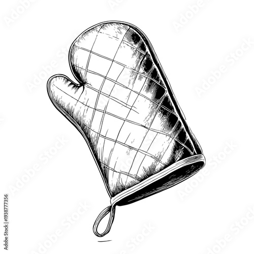 Hand Drawing of a Kitchen Oven Mitt, a Common Item for Cooking and Baking, Available on Adobe Stock