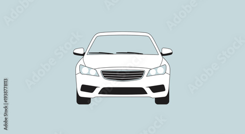 Clean white sedan car vector illustration isolated on a light blue background