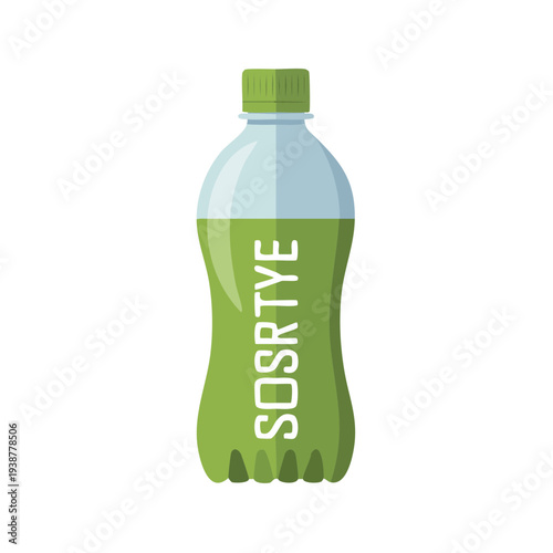 Green plastic soda bottle with SOSRTYE text label illustration