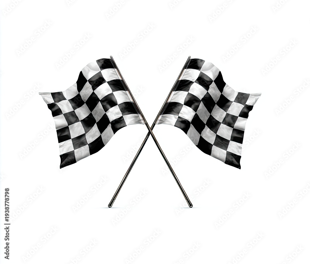 Fototapeta premium Crossed checkered flags symbolize racing, victory, and competition