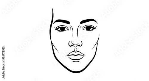 Contemporary line art portrait of a female visage perfect for beauty and fashion concepts