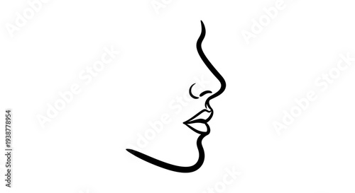 Elegant minimalist line art portrait of a woman's profile capturing serene beauty and artistic