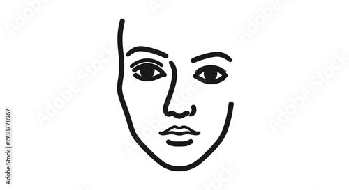 Abstract minimalist facial outline drawing capturing essential human features with simple elegant