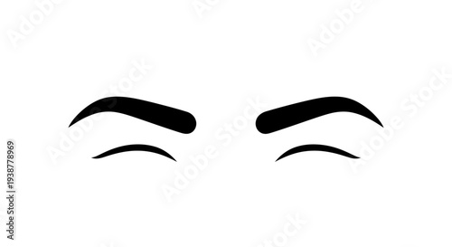 Serene minimalist graphic depicting closed human eyes and smooth arched eyebrows