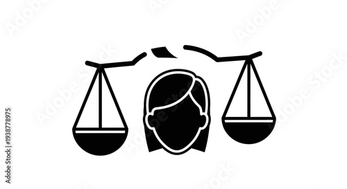 Empowerment and fairness: a graphic emblem portraying women's roles in judicial balance and equity