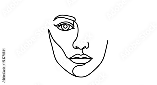 Abstract feminine portrait rendered with a single flowing line representing beauty and elegance